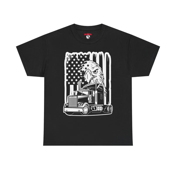 Patriotic Trucker Tee  – American Flag Eagle Kenworth Truck