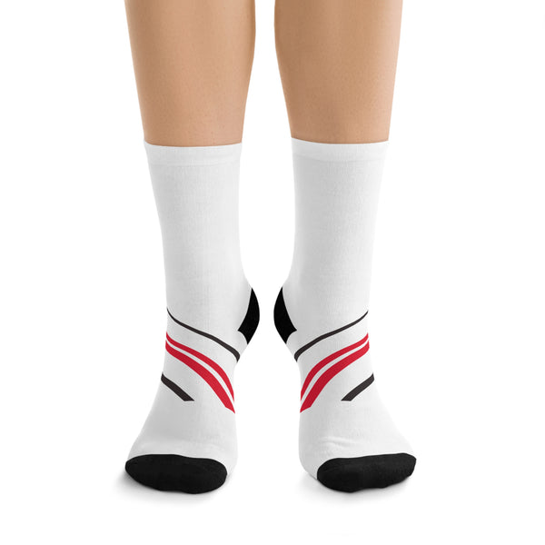 Crew Socks – White Poly with HMD Trucking Design