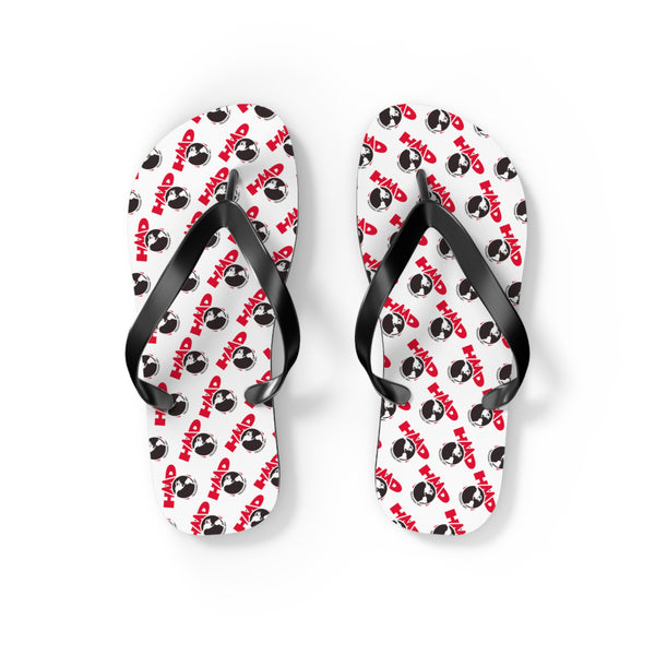 HMD Trucking Flip Flops – All-Over Logo Print, Comfy Suede & Slip-Resistant Sole