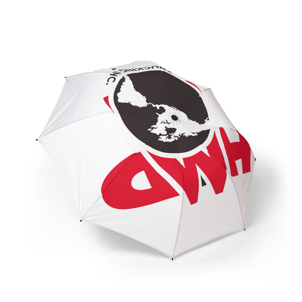 White Foldable Umbrella – HMD Trucking Logo, Compact & Wind-Resistant