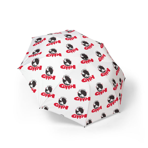 White Foldable Umbrella – All-Over HMD Trucking Logo, Auto-Open Weatherproof Gear
