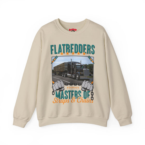 Flatbed Crewneck Sweatshirt — “Masters of Straps & Chains”